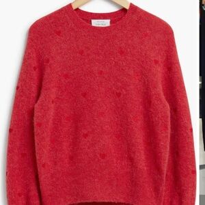 & Other Stories Red  heart embroidery Sweater